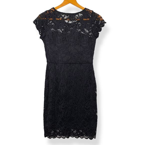 ODCOCD women's black lace short sleeve pencil cocktail dress Small - Picture 4 of 11